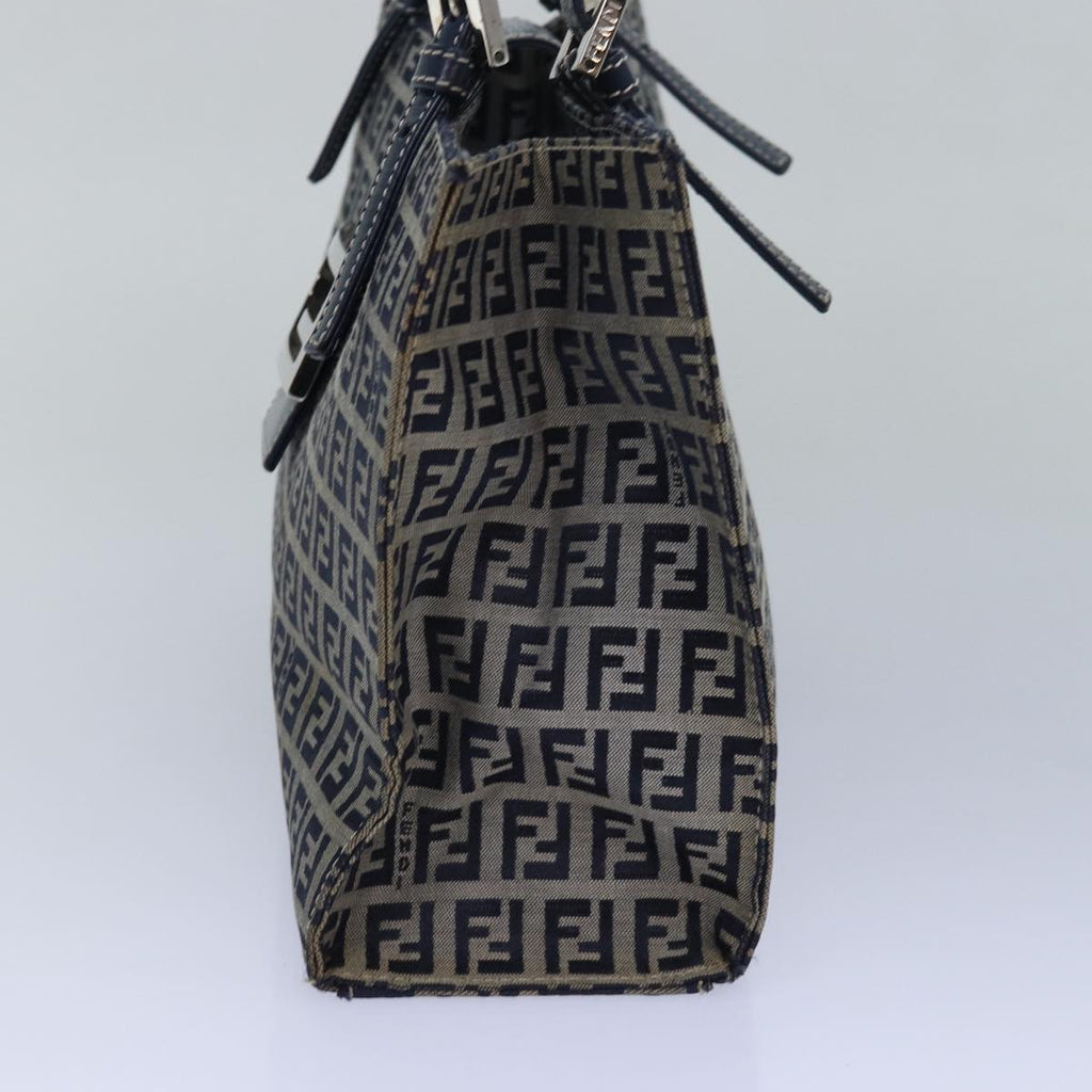 FENDI Zucchino Canvas Mamma Baguette Hand Bag Navy81442