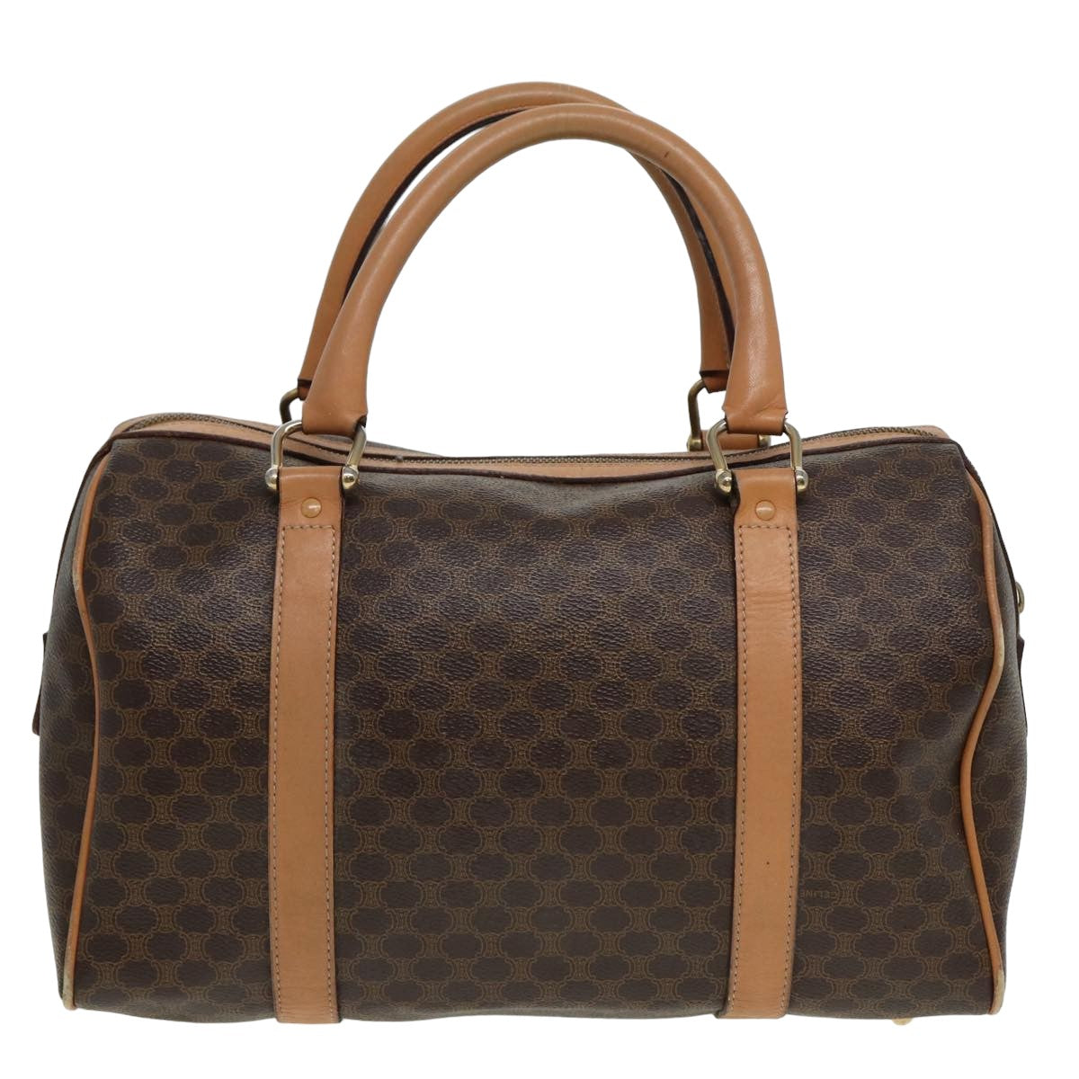 CELINE Macadam Canvas Hand Bag PVC Leather Brown Auth 81447