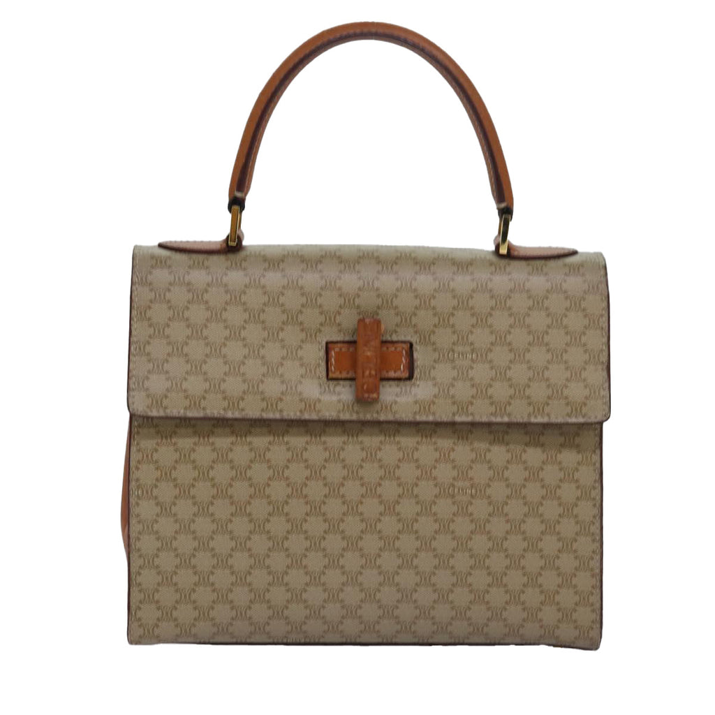 CELINE Macadam Canvas Hand Bag 2way Beige Auth 81450