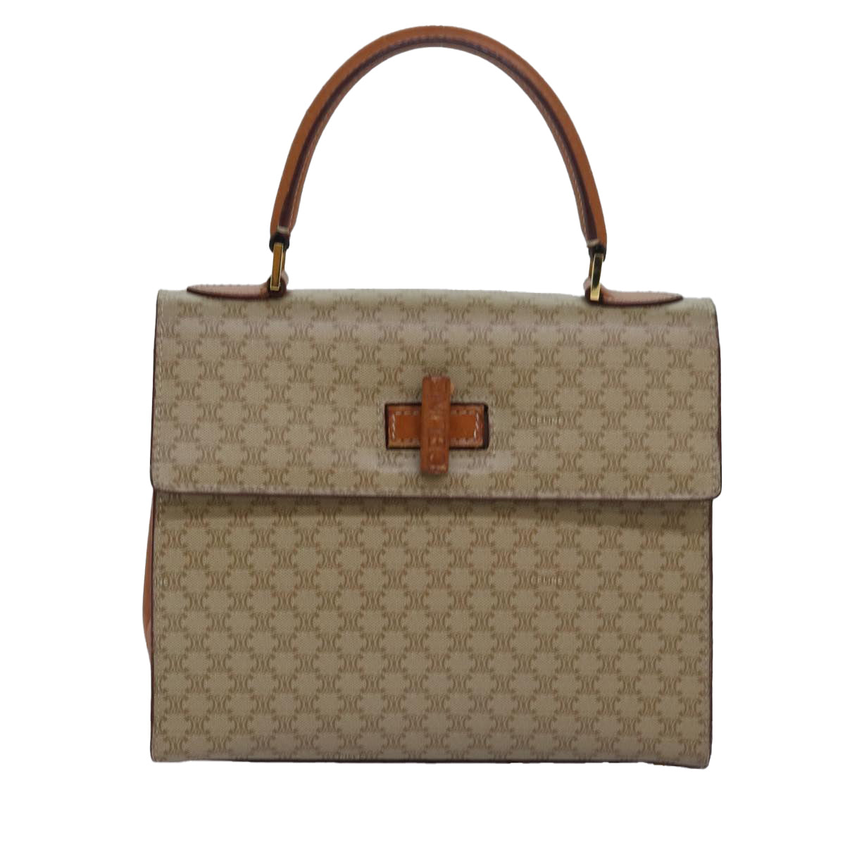 CELINE Macadam Canvas Hand Bag 2way Beige Auth 81450