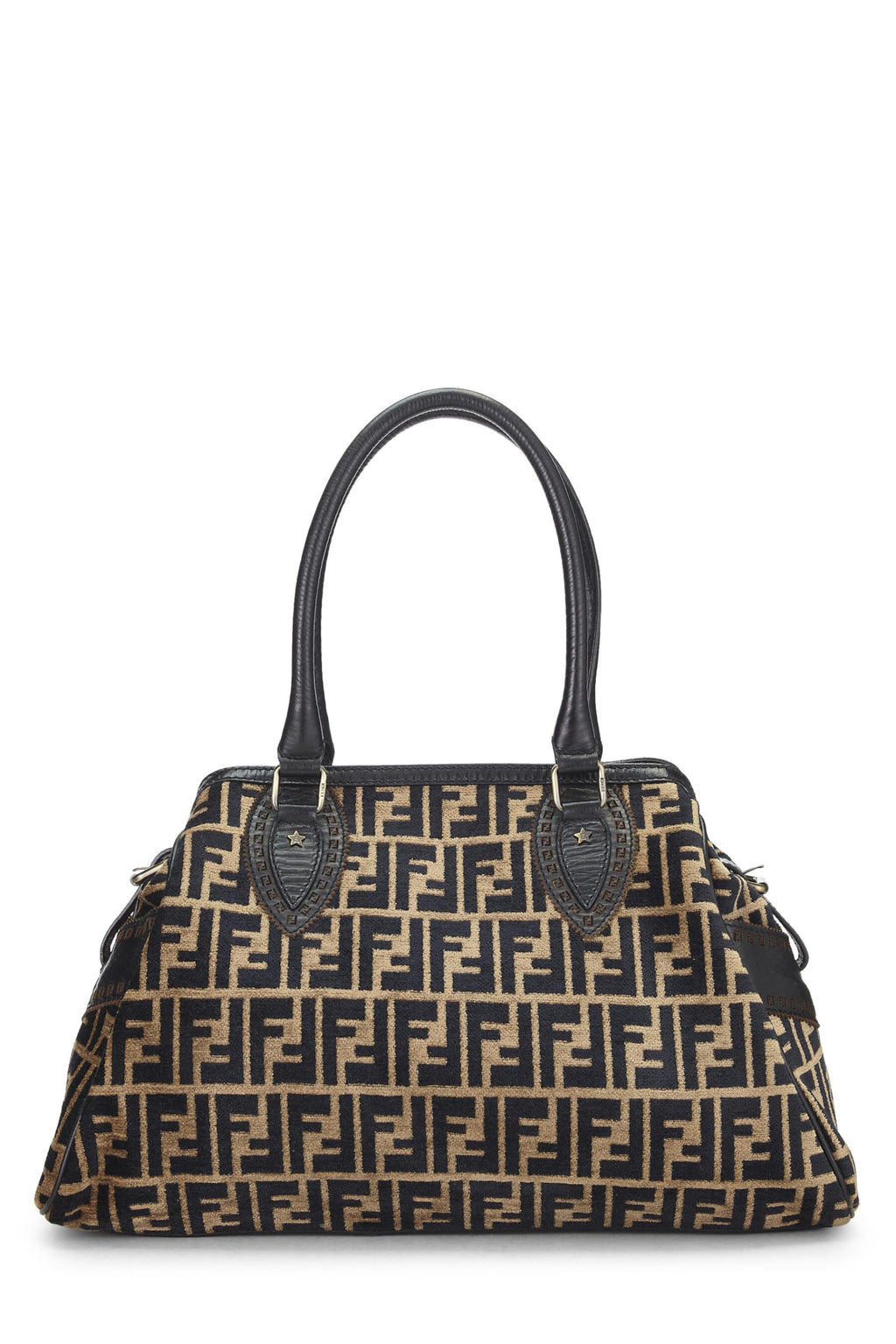 Fendi,  Black & Beige Zucca Velour Bag Du Jour Medium, Brown