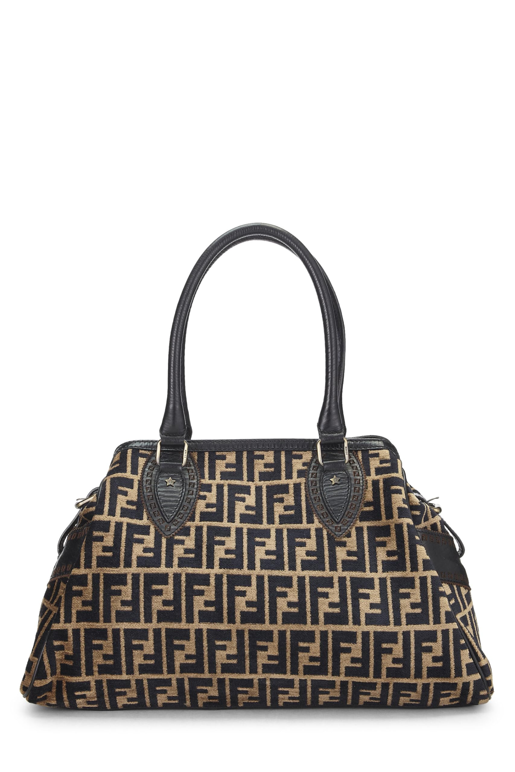 Fendi,  Black & Beige Zucca Velour Bag Du Jour Medium, Brown