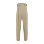 BOTTEGA VENETA Cotton Gabardine Trousers with Coordinated Waist Belt