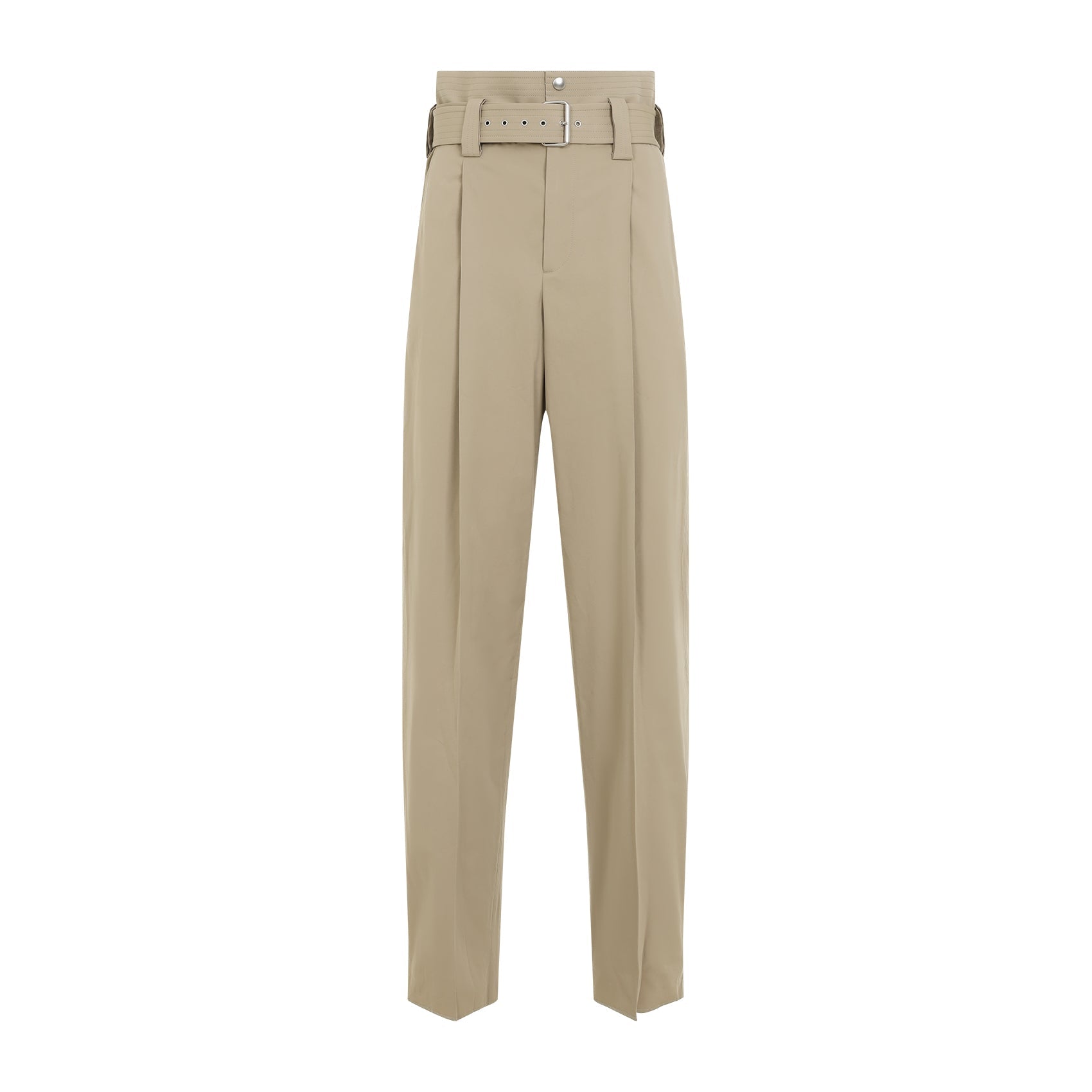 BOTTEGA VENETA Cotton Gabardine Trousers with Coordinated Waist Belt