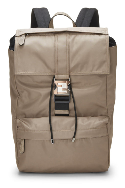 Fendi,  Brown Nylon Fendiness Backpack, Brown