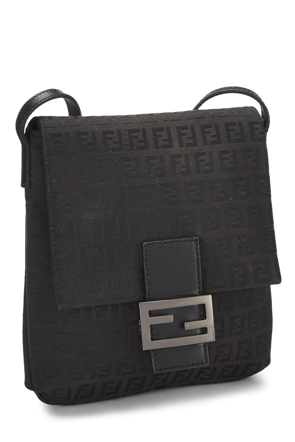 Fendi,  Black Zucchino Canvas Tube Messenger Small, Black