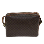 CELINE Macadam Canvas Shoulder Bag PVC Leather Brown Auth 81638