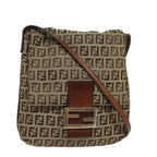 FENDI Zucchino Canvas Mamma Baguette Shoulder Bag Brown 8BT07581642