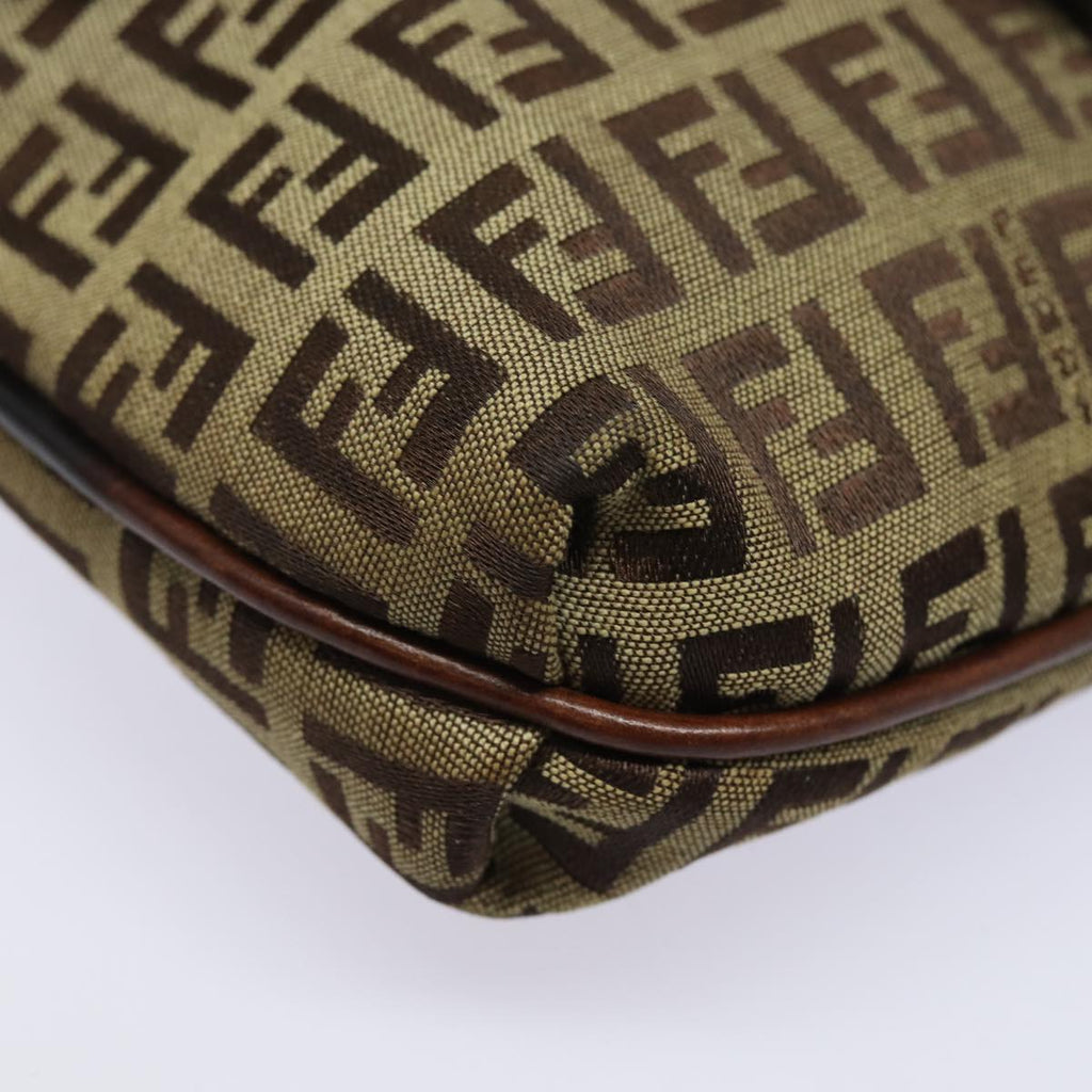 FENDI Zucchino Canvas Mamma Baguette Shoulder Bag Brown 8BT07581642