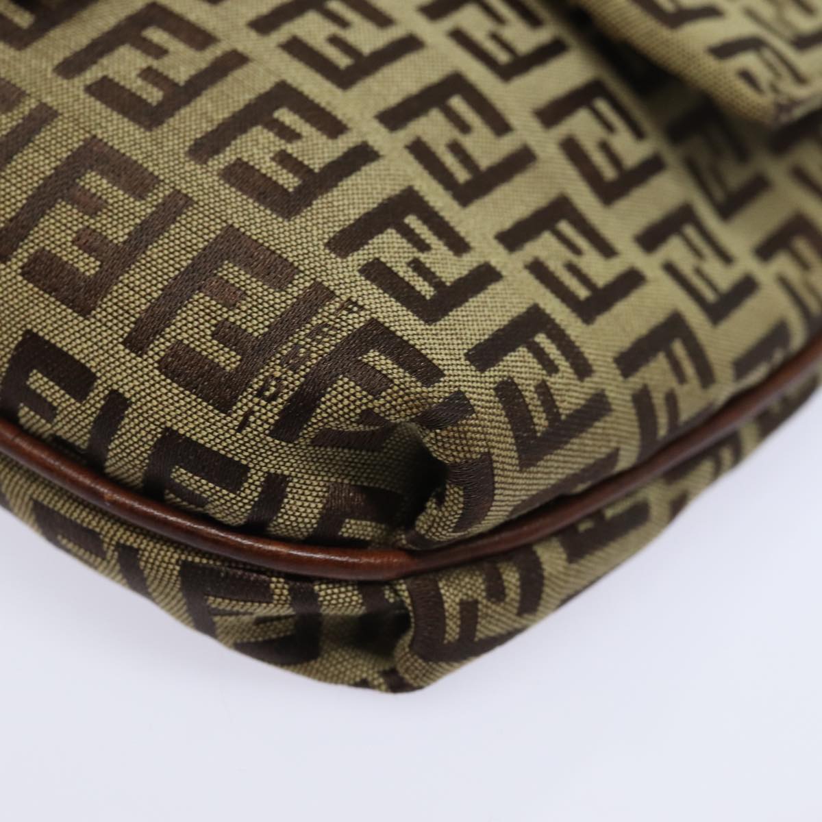 FENDI Zucchino Canvas Mamma Baguette Shoulder Bag Brown 8BT07581642