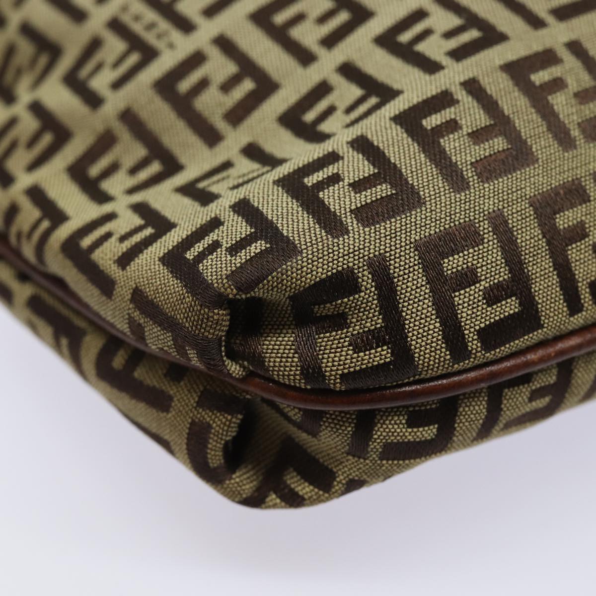 FENDI Zucchino Canvas Mamma Baguette Shoulder Bag Brown 8BT07581642