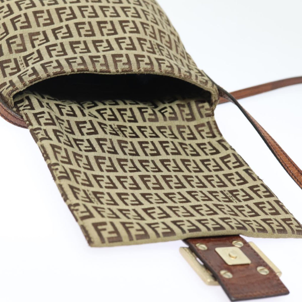 FENDI Zucchino Canvas Mamma Baguette Shoulder Bag Brown 8BT07581642