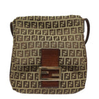 FENDI Zucchino Canvas Mamma Baguette Shoulder Bag Brown 8BT07581642