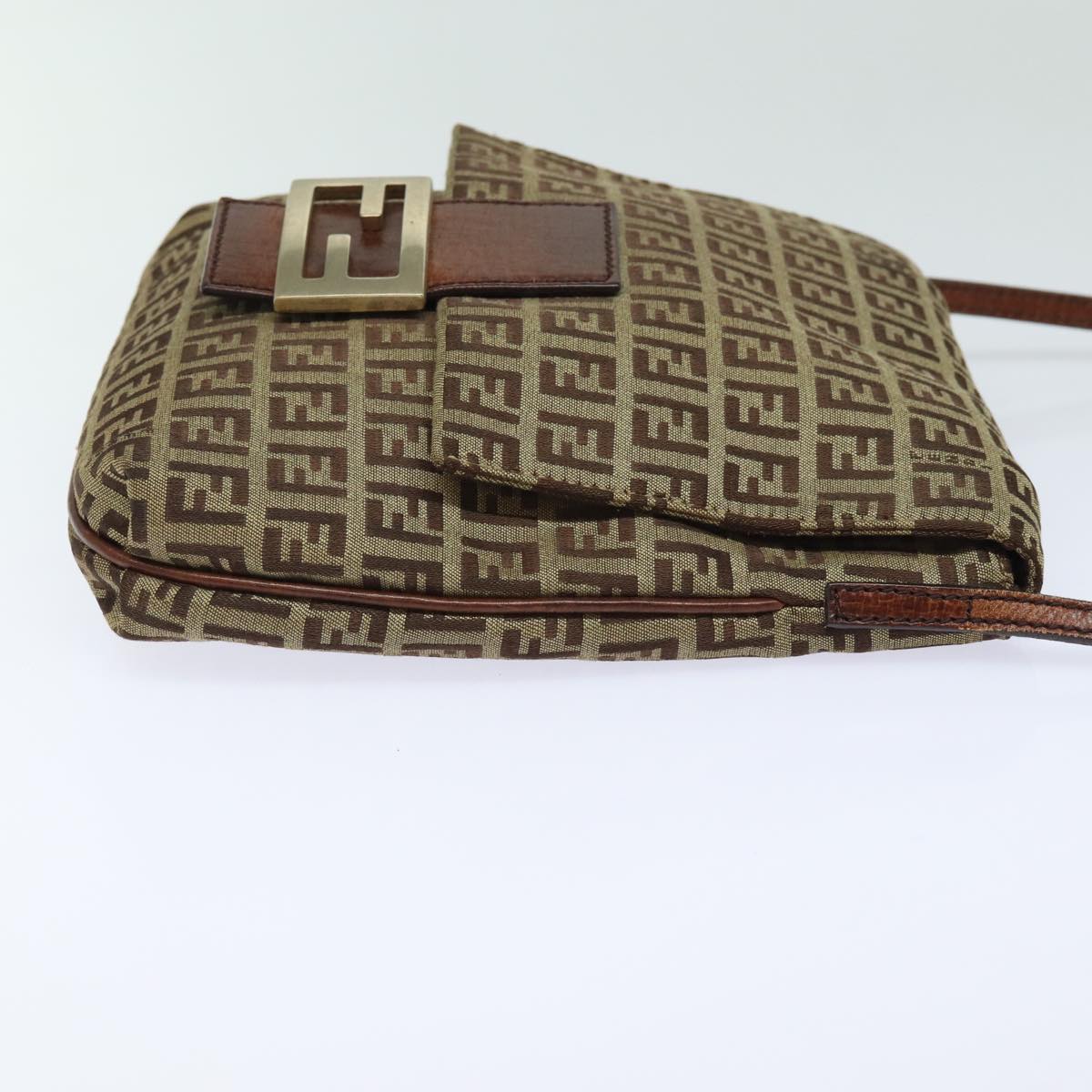 FENDI Zucchino Canvas Mamma Baguette Shoulder Bag Brown 8BT07581642