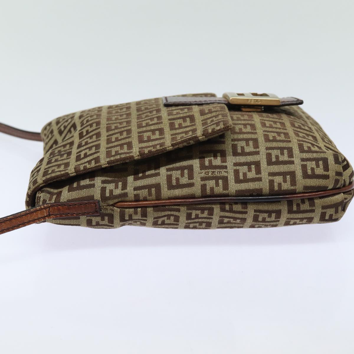 FENDI Zucchino Canvas Mamma Baguette Shoulder Bag Brown 8BT07581642