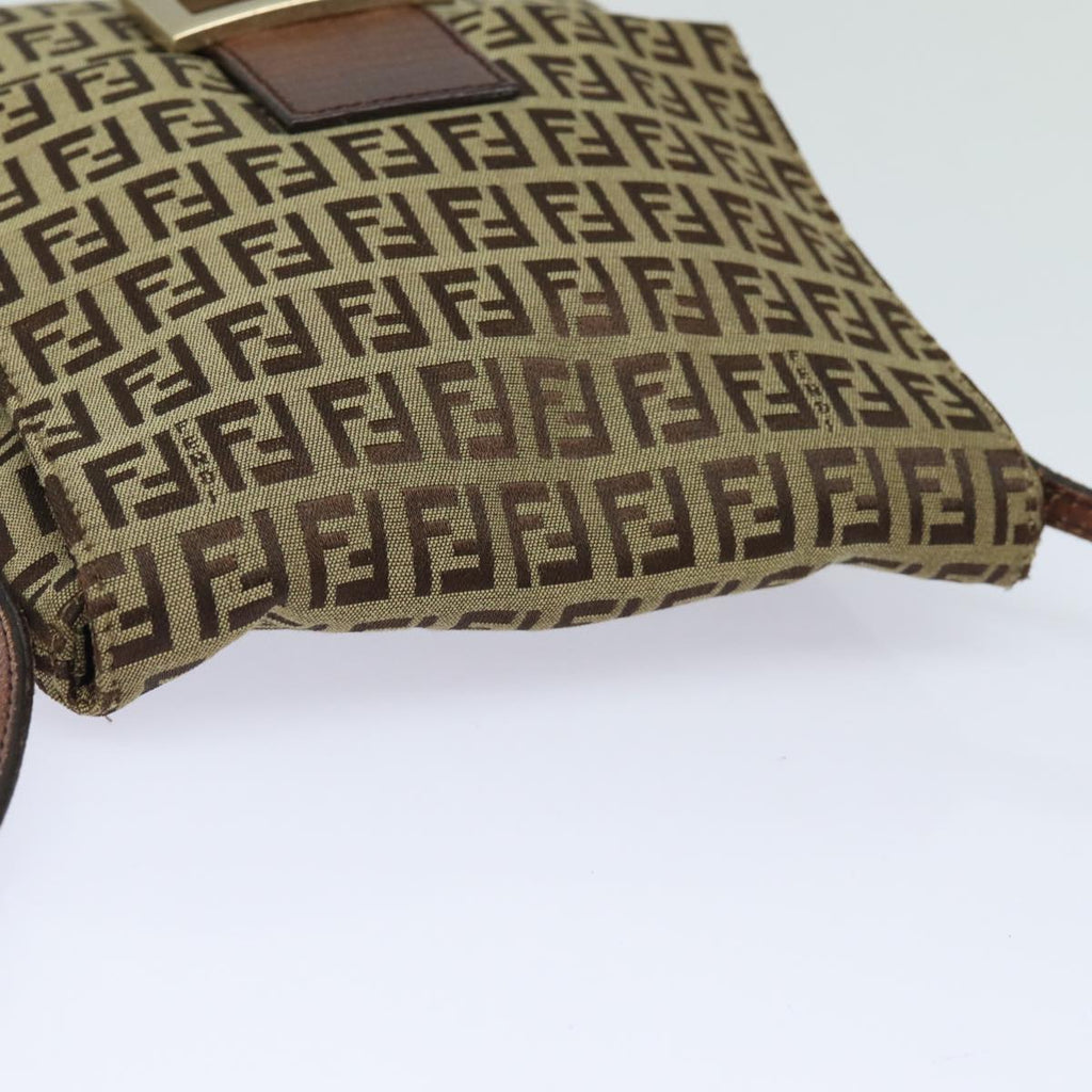 FENDI Zucchino Canvas Mamma Baguette Shoulder Bag Brown 8BT07581642