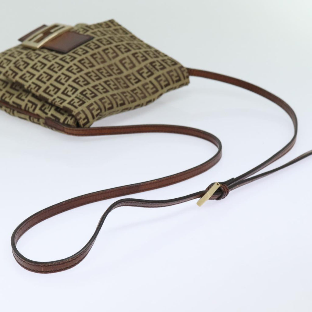 FENDI Zucchino Canvas Mamma Baguette Shoulder Bag Brown 8BT07581642