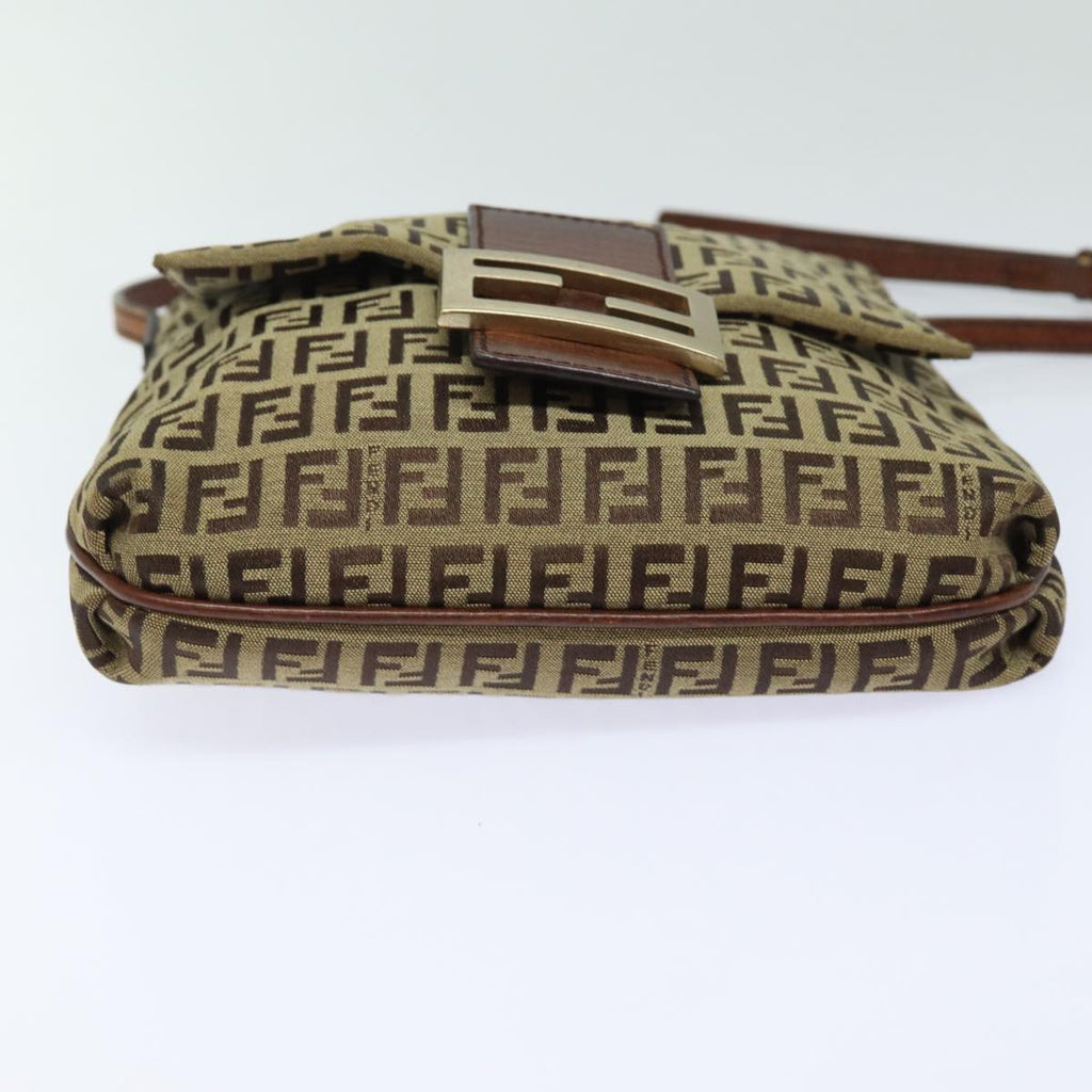FENDI Zucchino Canvas Mamma Baguette Shoulder Bag Brown 8BT07581642