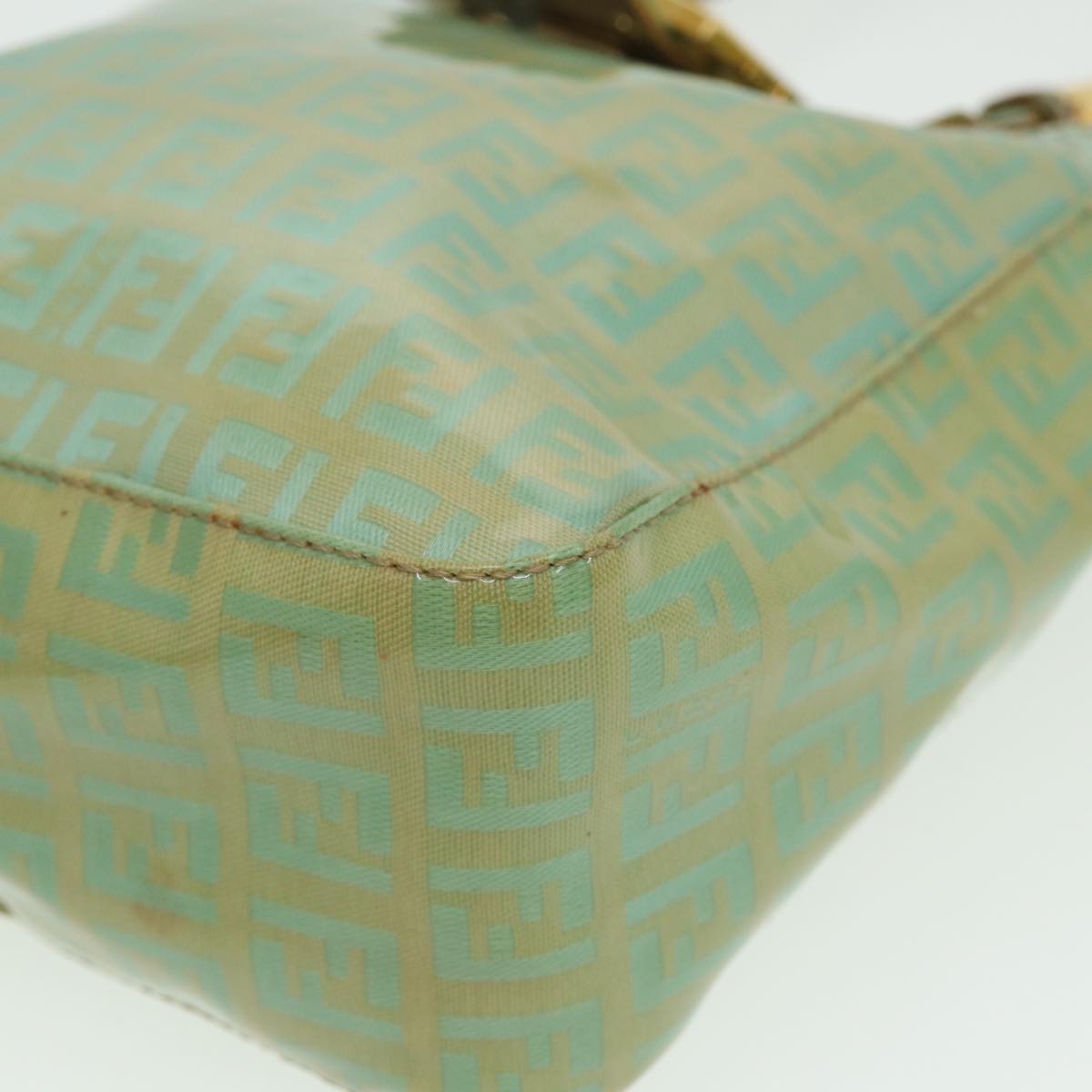 FENDI Zucchino Canvas Mamma Baguette Hand Bag Light Blue 2679581643