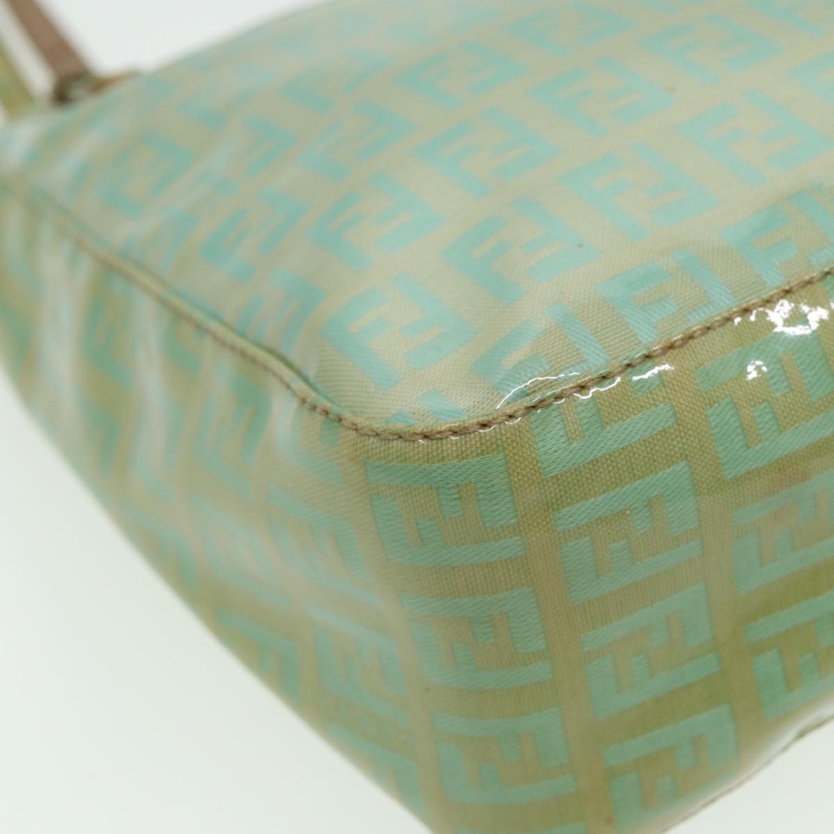 FENDI Zucchino Canvas Mamma Baguette Hand Bag Light Blue 2679581643