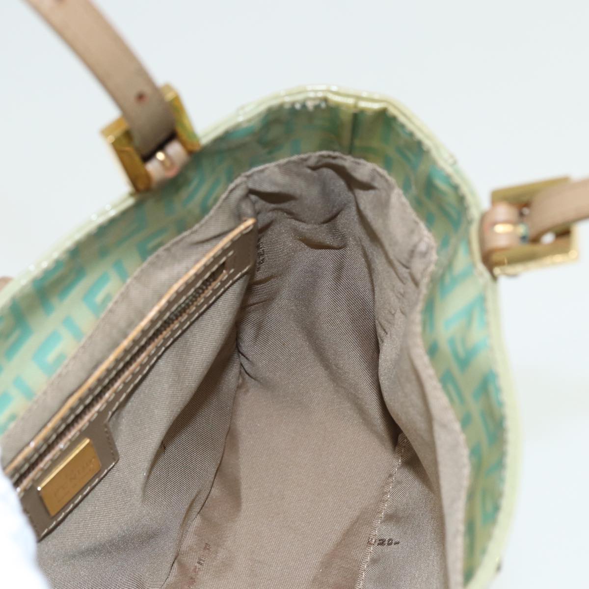 FENDI Zucchino Canvas Mamma Baguette Hand Bag Light Blue 2679581643