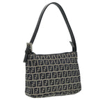 FENDI Zucchino Canvas Mamma Baguette Hand Bag Navy81644