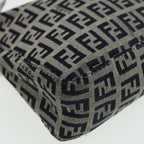 FENDI Zucchino Canvas Mamma Baguette Hand Bag Navy81644