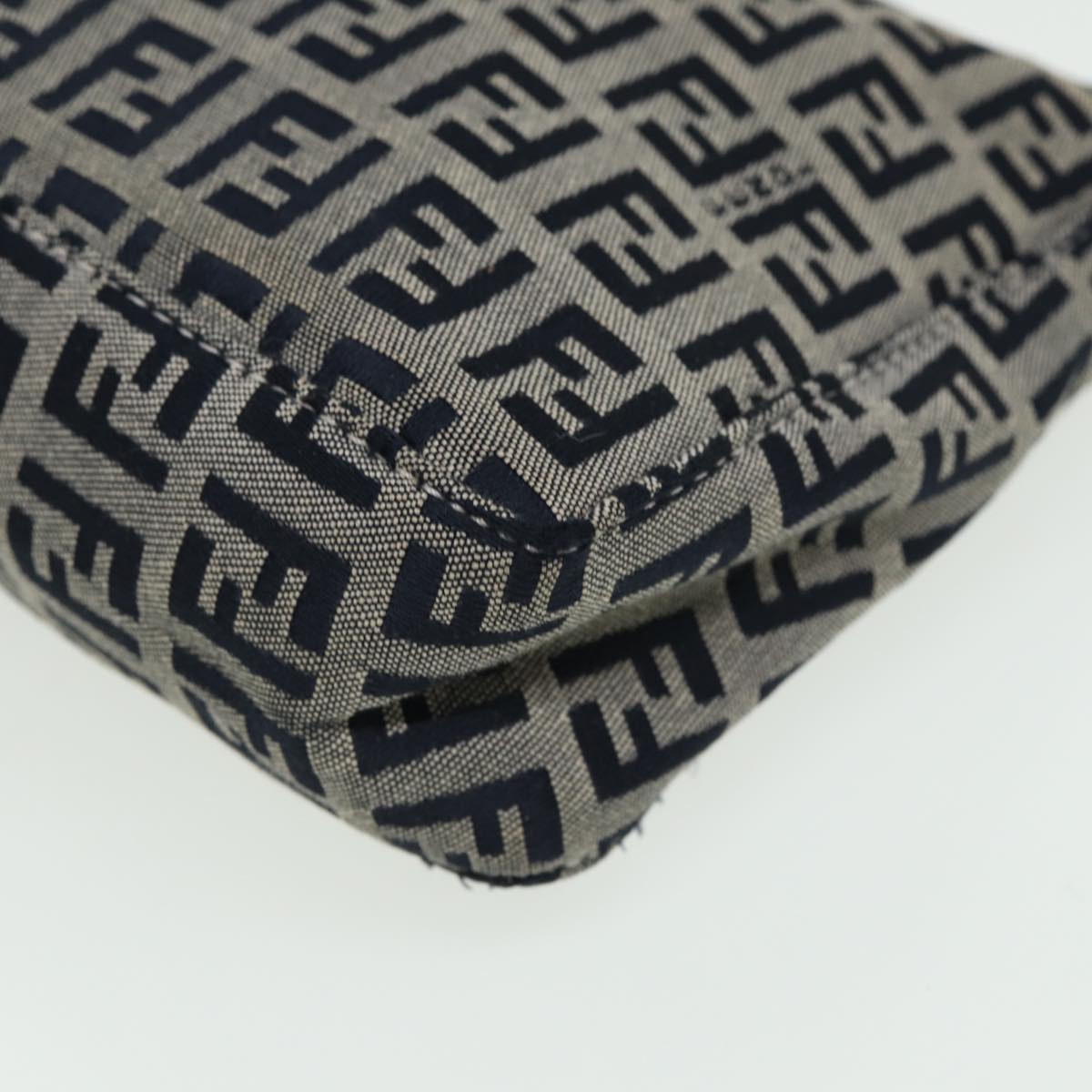 FENDI Zucchino Canvas Mamma Baguette Hand Bag Navy81644