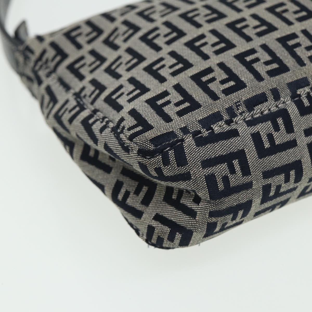 FENDI Zucchino Canvas Mamma Baguette Hand Bag Navy81644