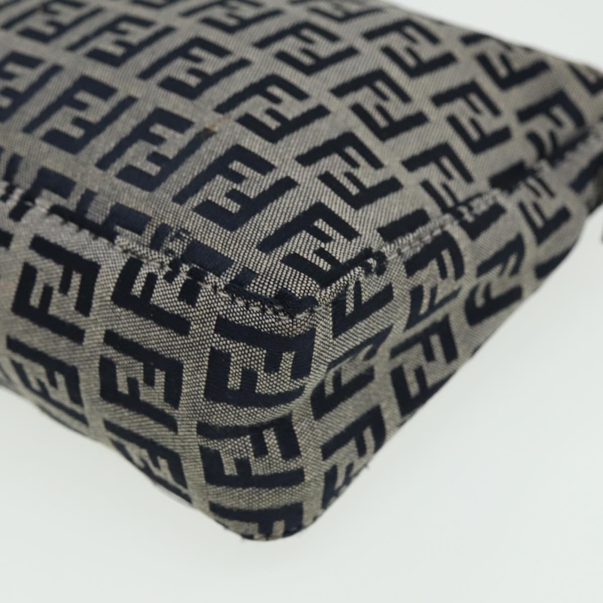 FENDI Zucchino Canvas Mamma Baguette Hand Bag Navy81644