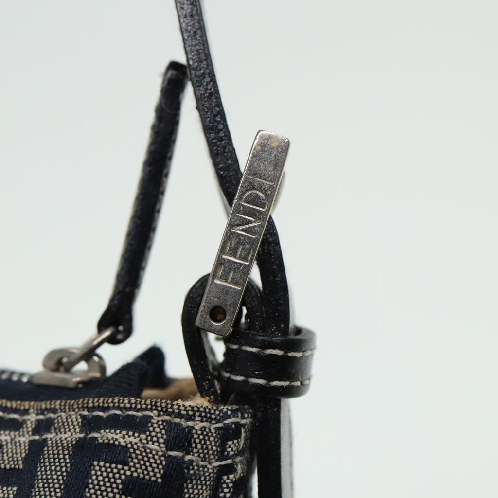 FENDI Zucchino Canvas Mamma Baguette Hand Bag Navy81644