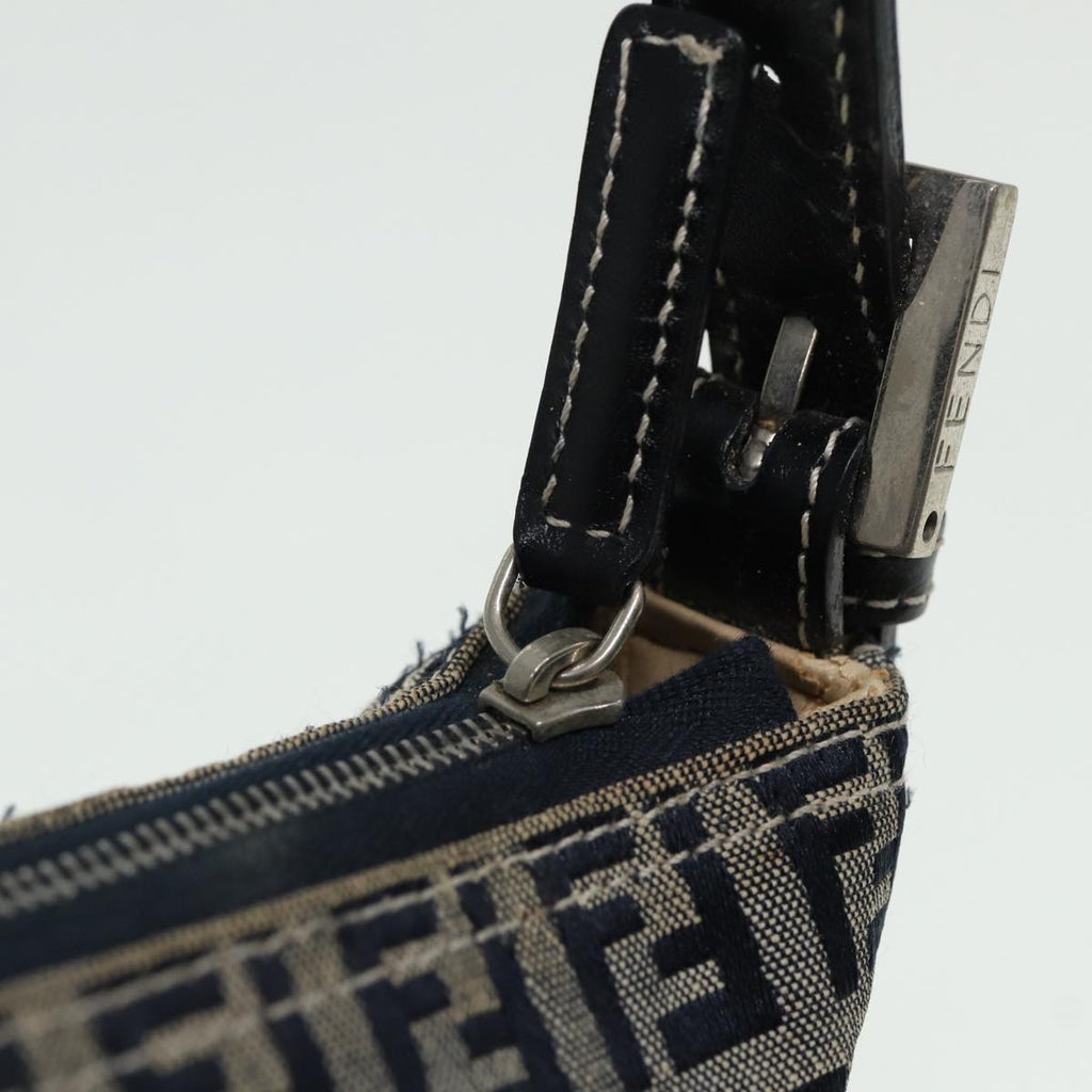 FENDI Zucchino Canvas Mamma Baguette Hand Bag Navy81644