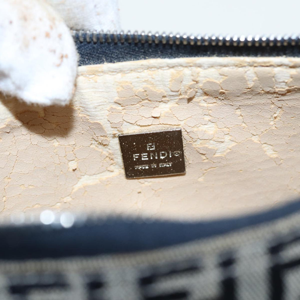 FENDI Zucchino Canvas Mamma Baguette Hand Bag Navy81644