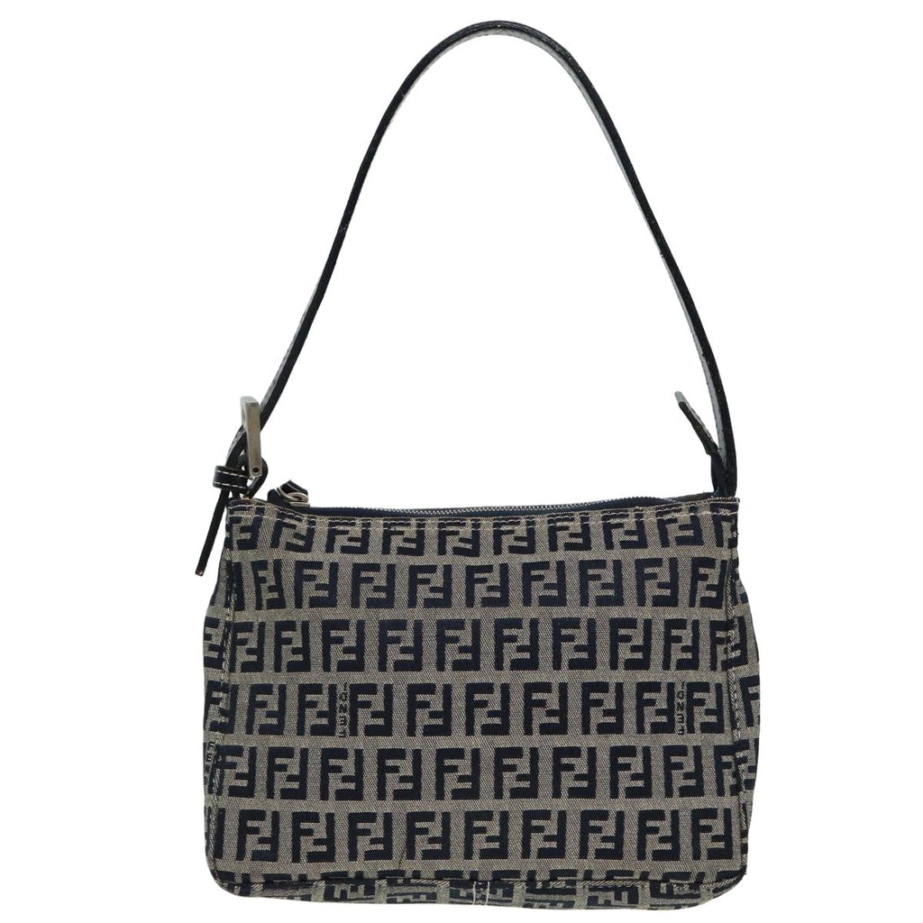 FENDI Zucchino Canvas Mamma Baguette Hand Bag Navy81644