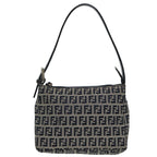 FENDI Zucchino Canvas Mamma Baguette Hand Bag Navy81644