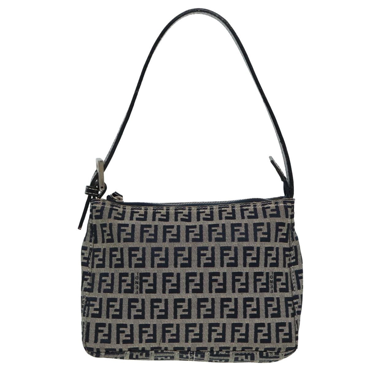 FENDI Zucchino Canvas Mamma Baguette Hand Bag Navy81644