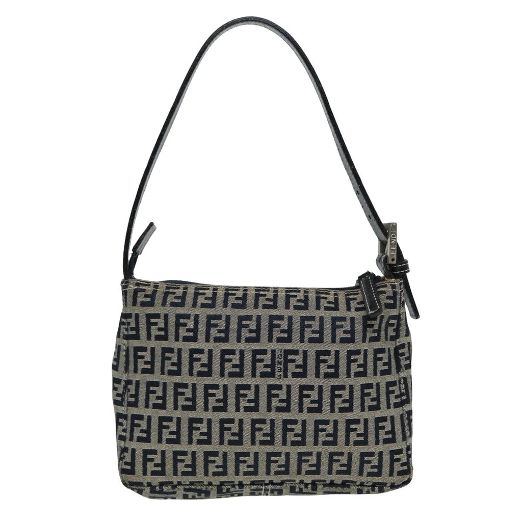 FENDI Zucchino Canvas Mamma Baguette Hand Bag Navy81644