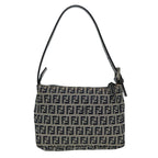 FENDI Zucchino Canvas Mamma Baguette Hand Bag Navy81644