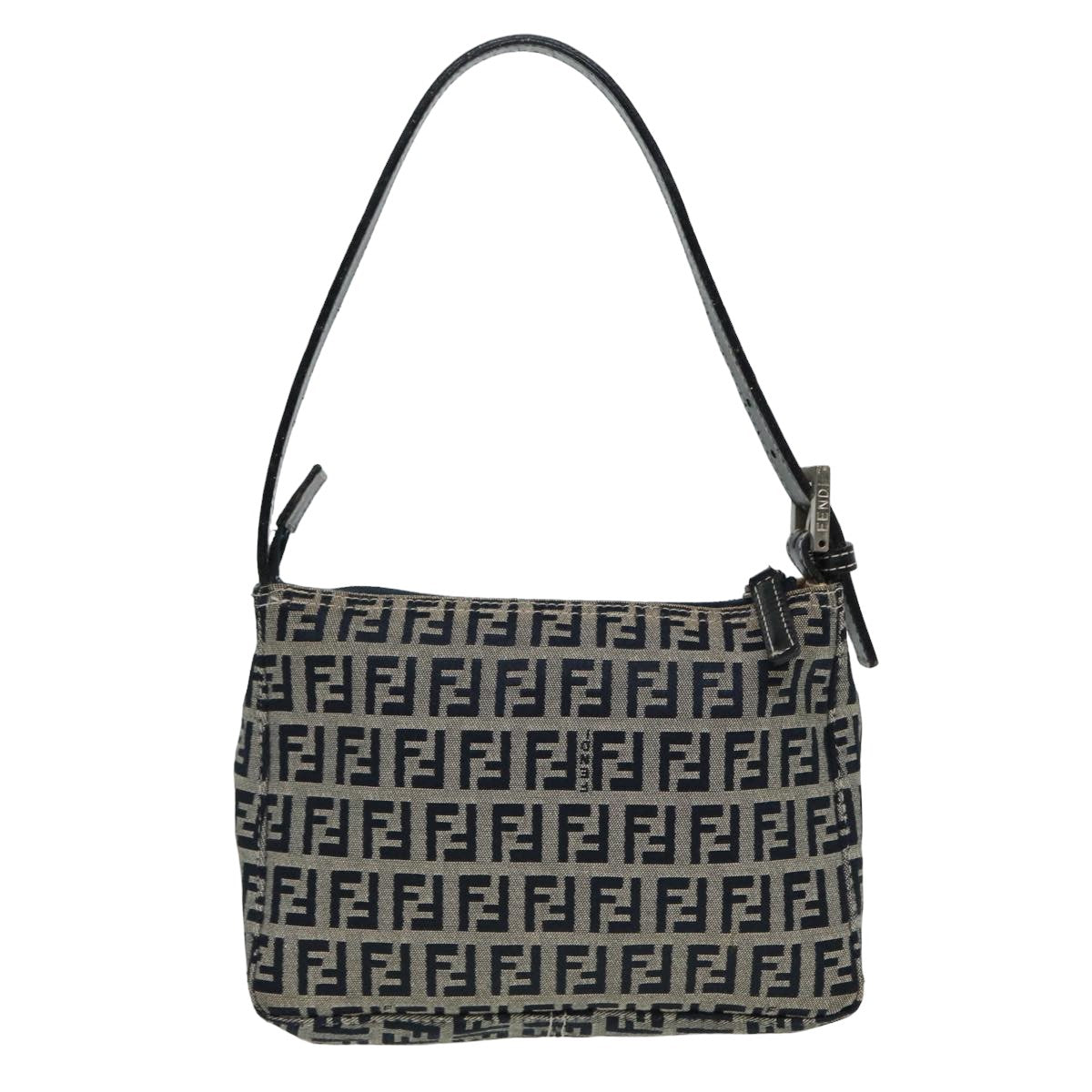 FENDI Zucchino Canvas Mamma Baguette Hand Bag Navy81644