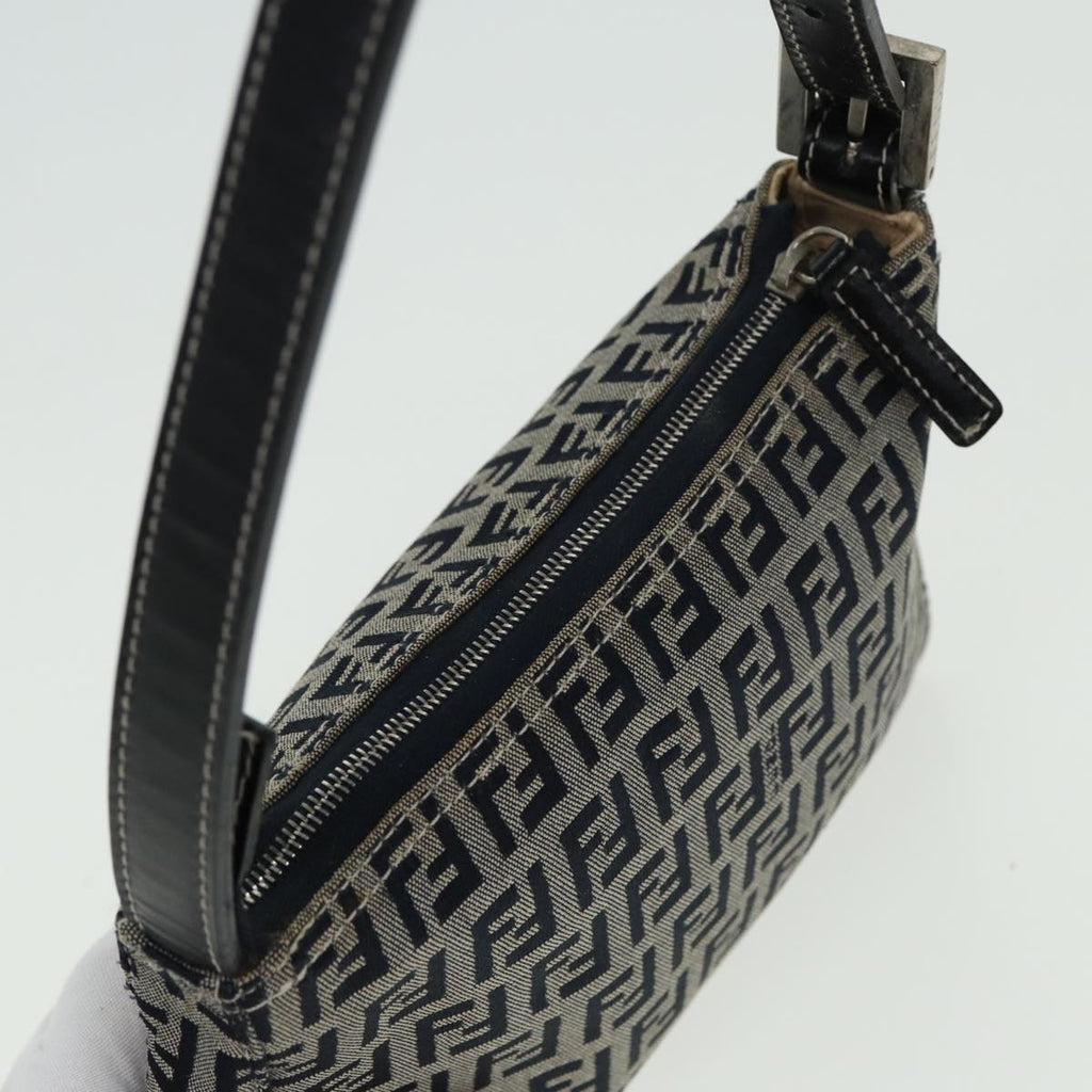 FENDI Zucchino Canvas Mamma Baguette Hand Bag Navy81644