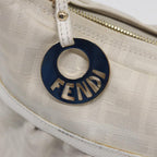 FENDI Zucca Canvas Shoulder Bag PVC Leather White 8BR44881645