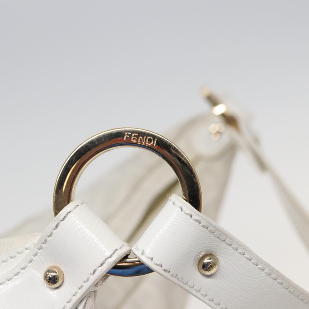 FENDI Zucca Canvas Shoulder Bag PVC Leather White 8BR44881645