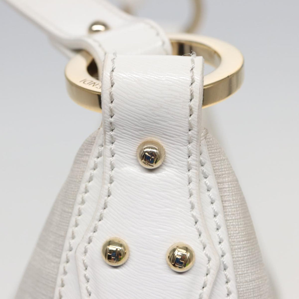 FENDI Zucca Canvas Shoulder Bag PVC Leather White 8BR44881645
