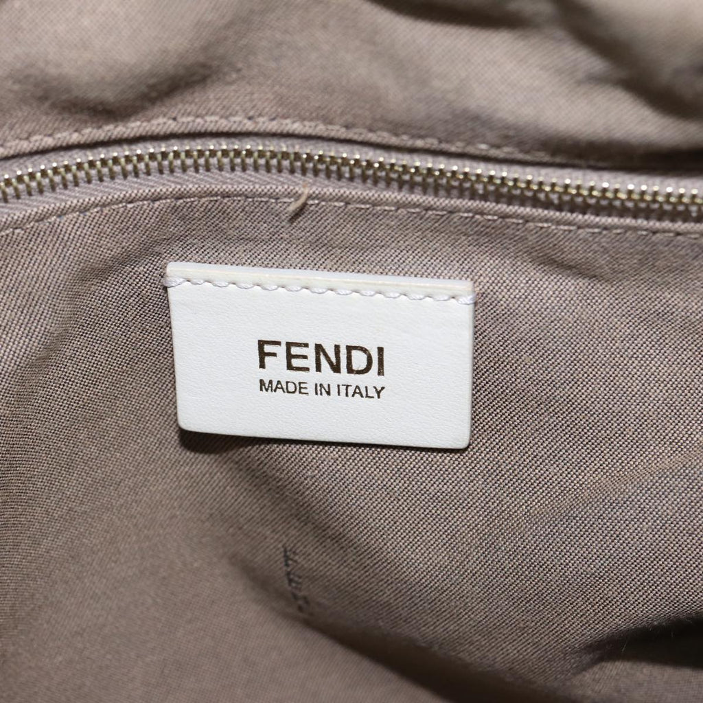 FENDI Zucca Canvas Shoulder Bag PVC Leather White 8BR44881645