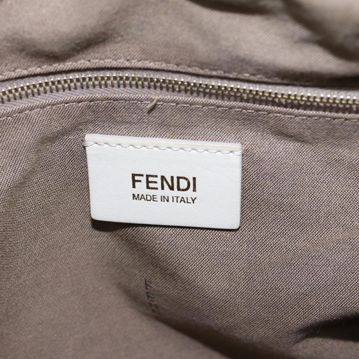 FENDI Zucca Canvas Shoulder Bag PVC Leather White 8BR44881645
