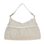 FENDI Zucca Canvas Shoulder Bag PVC Leather White 8BR44881645