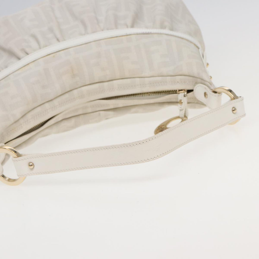 FENDI Zucca Canvas Shoulder Bag PVC Leather White 8BR44881645