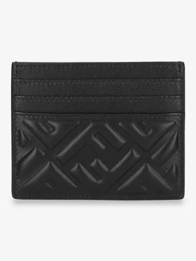 Fendi Baguette Embossed FF Logo Card Wallet Black