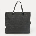 Fendi Black Zucchino Fabric And Leather Tote