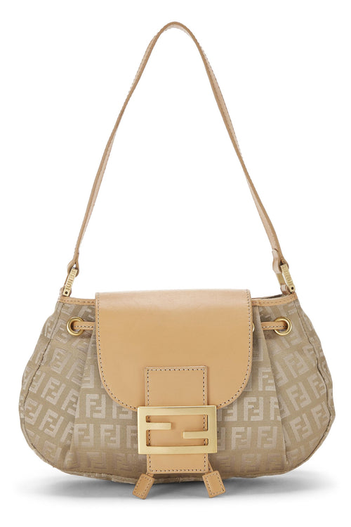Fendi,  Beige Nylon Zucchino Shoulder Bag, Beige